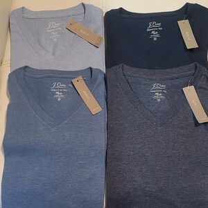 J. Crew Men's V-Neck Tees - Light Blue, Navy, Medium Blue, Heather Blue Tees
